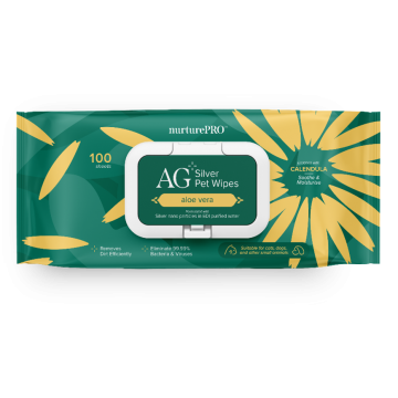 Nurture Pro Pet Wipes AG+ Silver Aloe Vera 100 sheets x2
